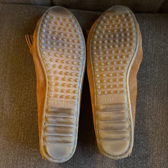 Minnetonka Rust Leather Mocs with Colorful Aztec Accents Women's 10 Worn Once - Picture 5 of 9
